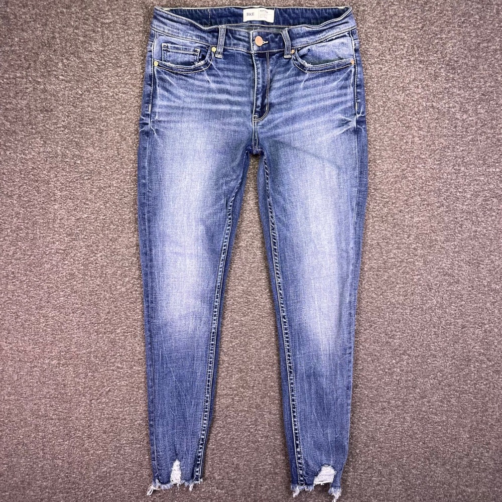 BKE Payton Ankle Skinny Jeans Womens 28 Blue Distressed Mid Rise Stretch 30x26